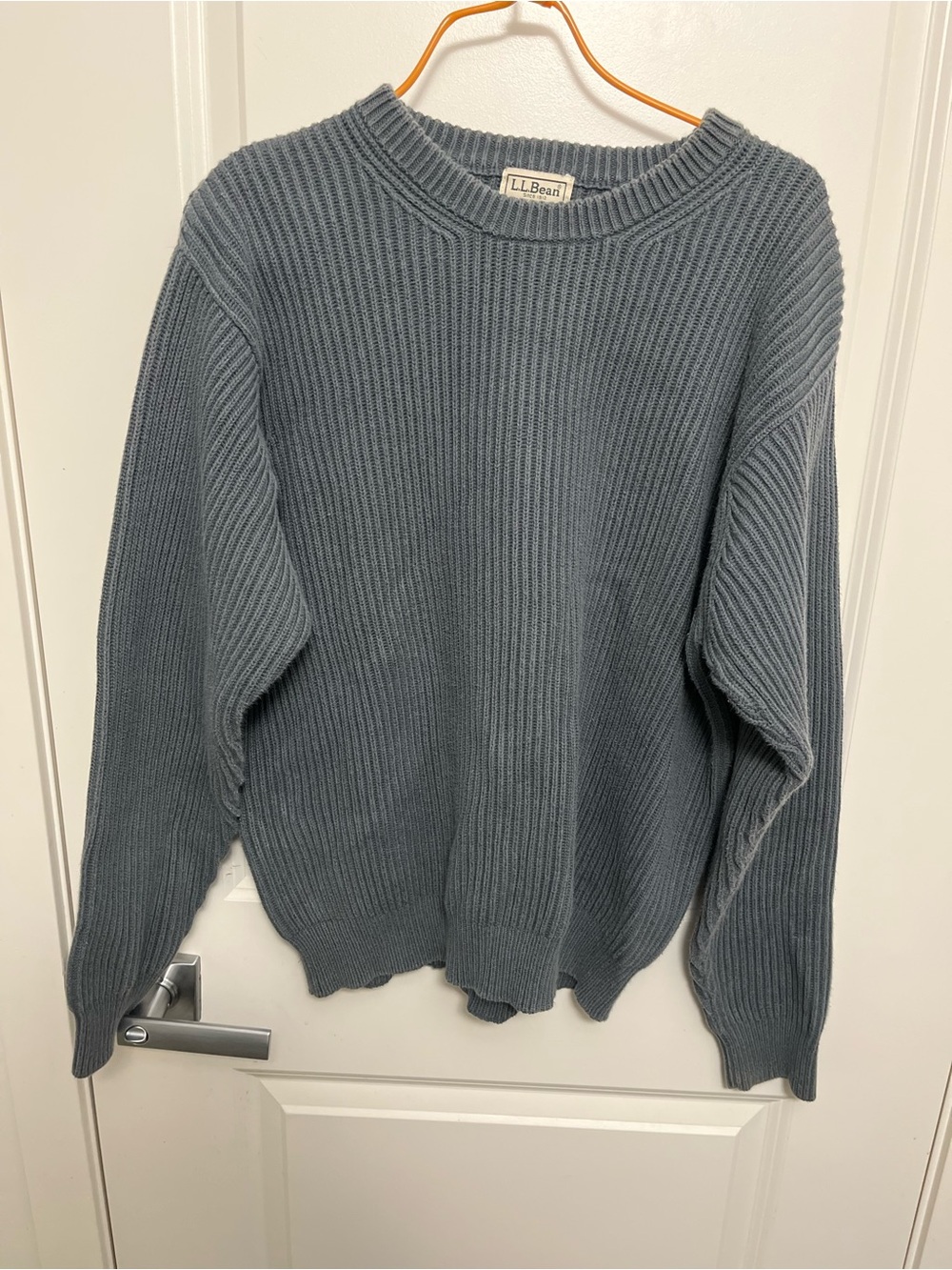 L.L. Bean Men's Ribbed Crewneck Sweater in Grey Blue (Medium size)